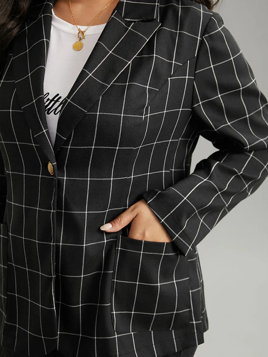 Black checked suit jacket for women