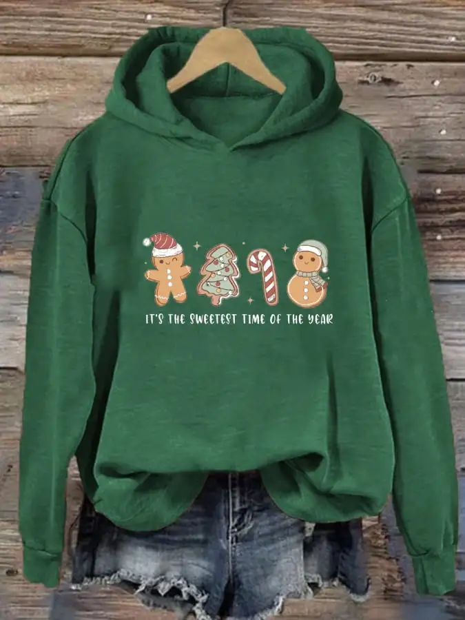 Women's It'S The Sweetest Time Of The Year Christmas Print Casual Hooded