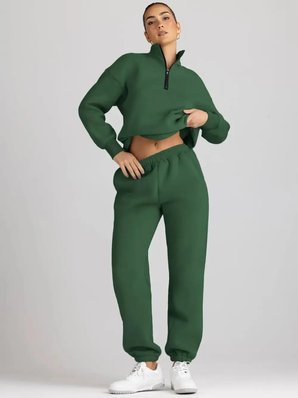 2 Piece Sweatsuits Long Sleeve Half Zip Pullover and Baggy Sweatpants