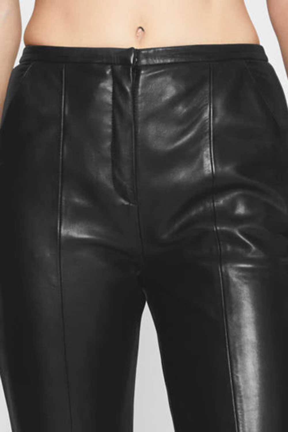 Casual Style Black Leather Pant