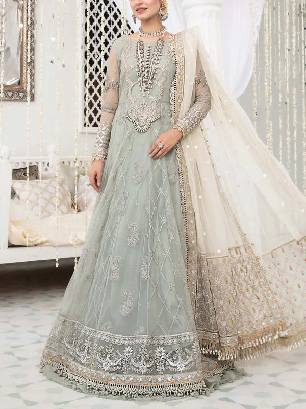 Ethnic style large hem embroidered dinner wedding ladies dress