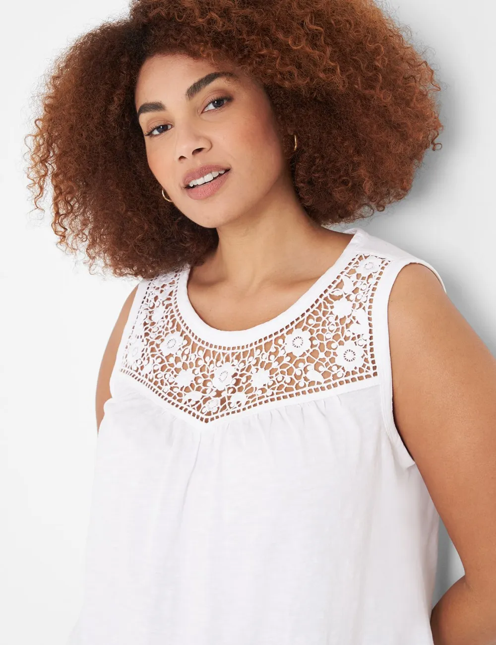 Swing Lace-Yoke Tank Top