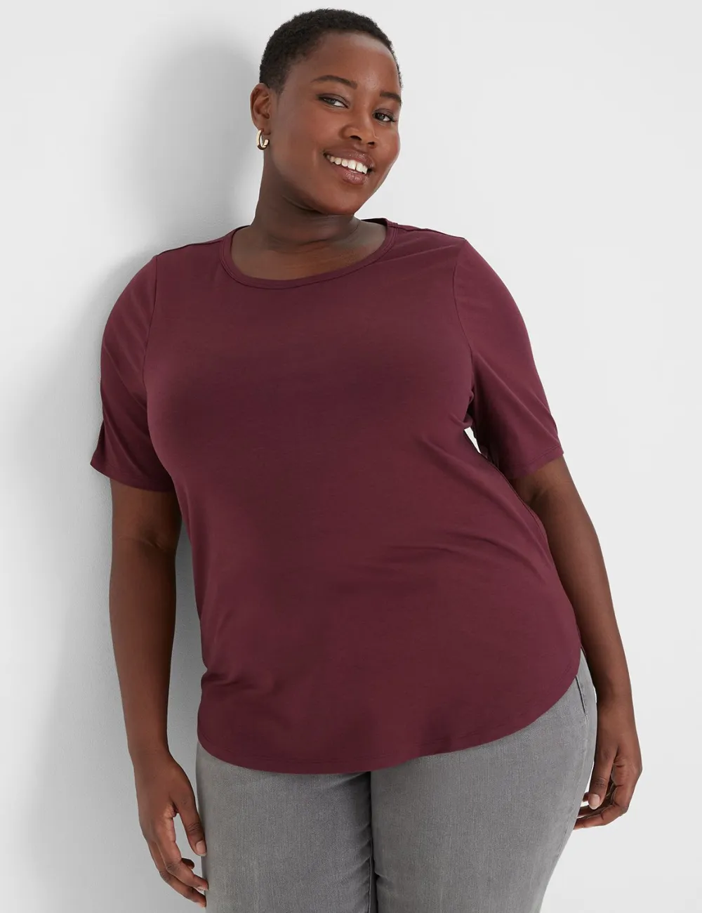 Perfect Sleeve Curved-Hem Tee