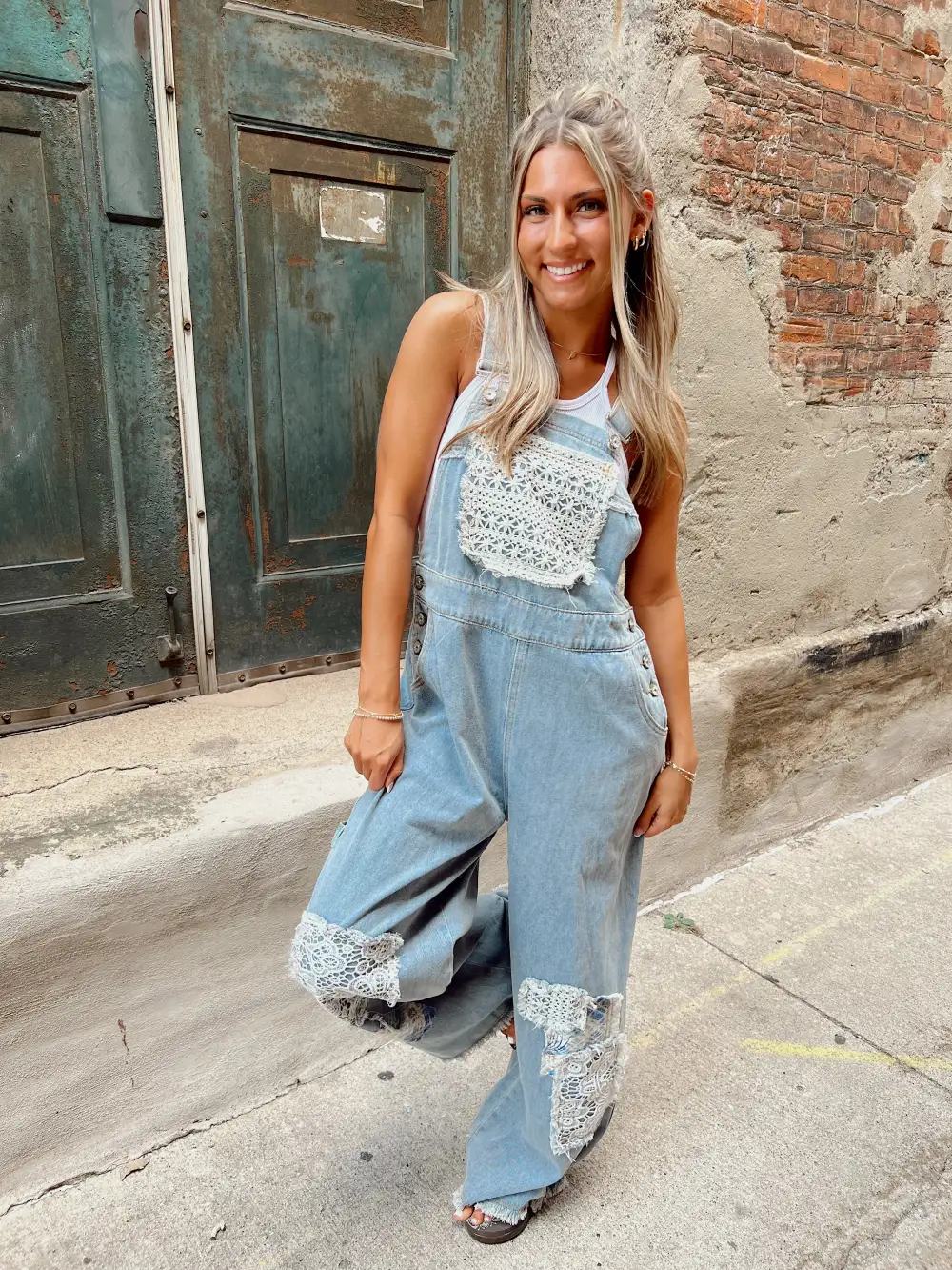 PREORDER Small Town Denim Patchwork Overalls