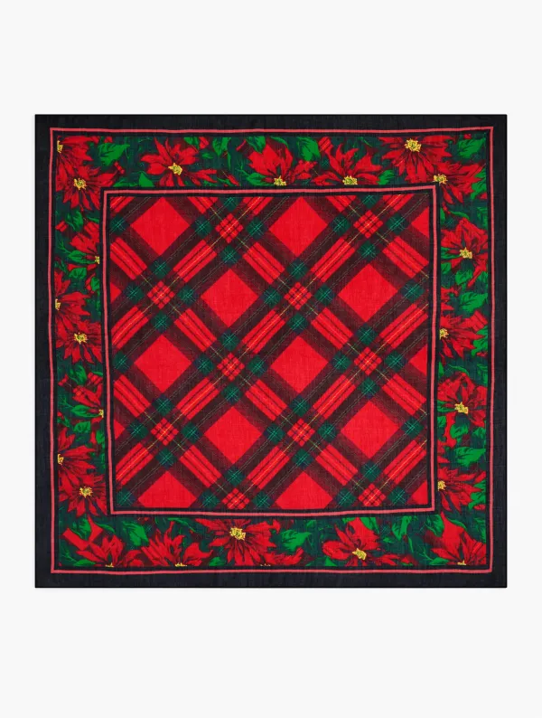 Poinsettia Plaid Square Scarf