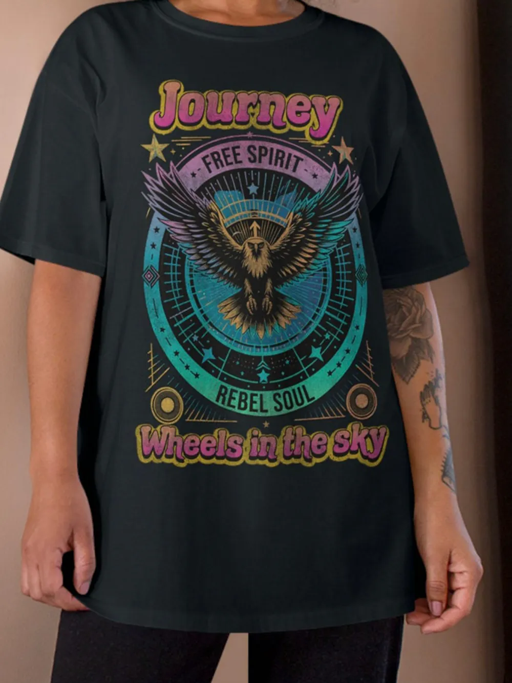 JOURNEY WHEELS IN THE SKY Free bird  lady T-shirt