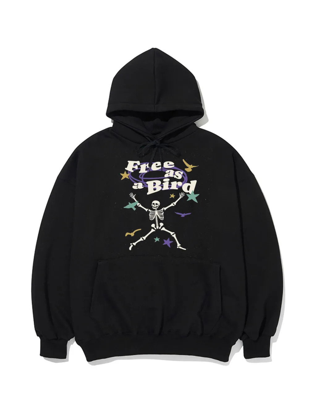 FREE AS A BIRD PATTERN PRINTED HOODIE