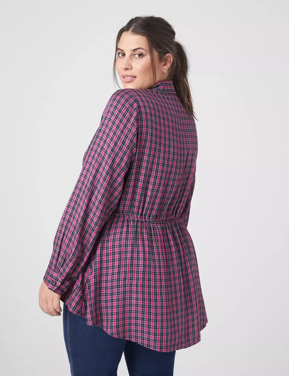 Classic Button-Front Elastic-Waist Tunic