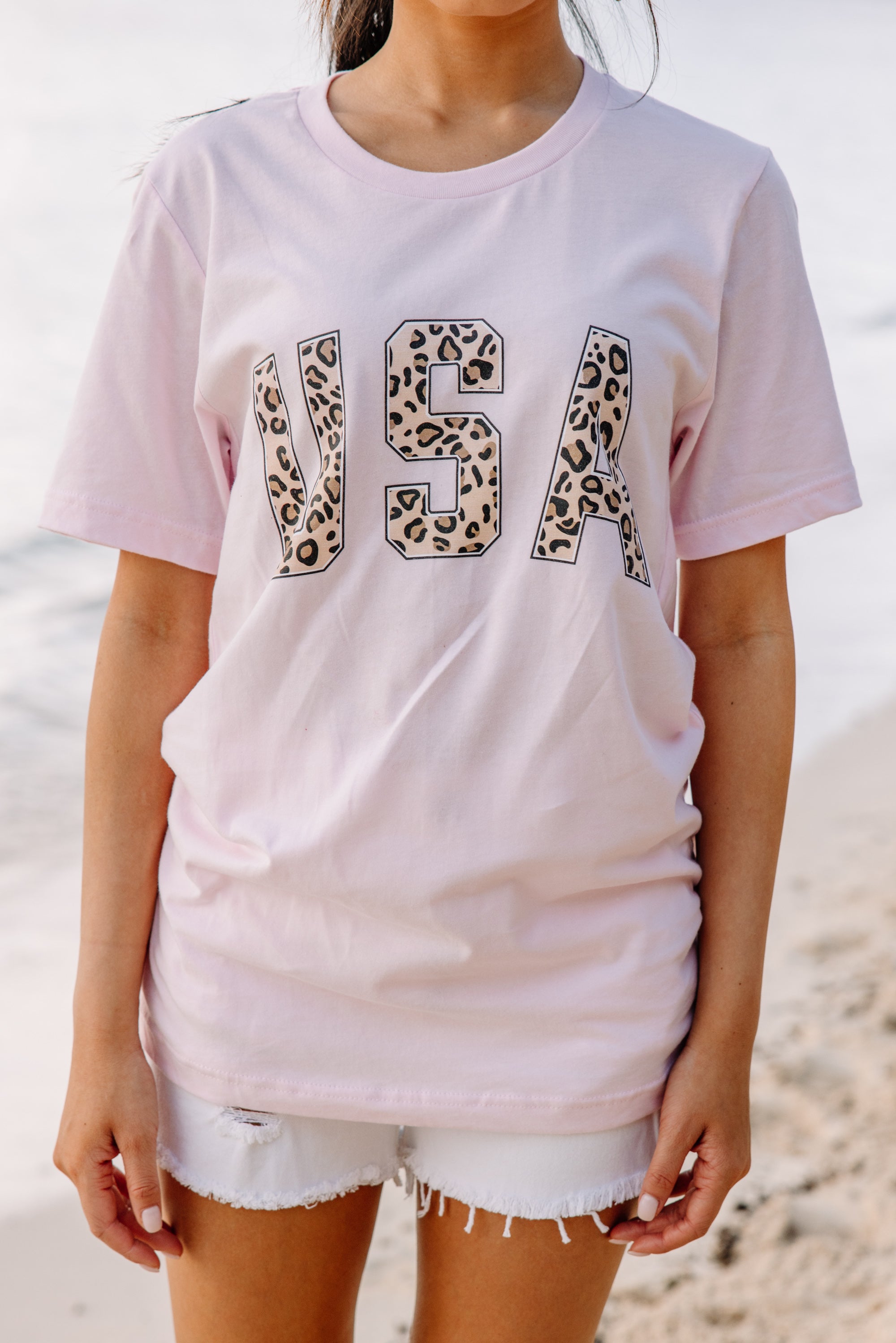 USA Leopard Pink Graphic Tee