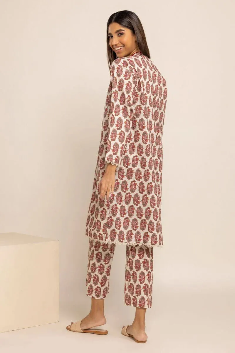 2 Piece | Kurta & Pants | Color Dark Red