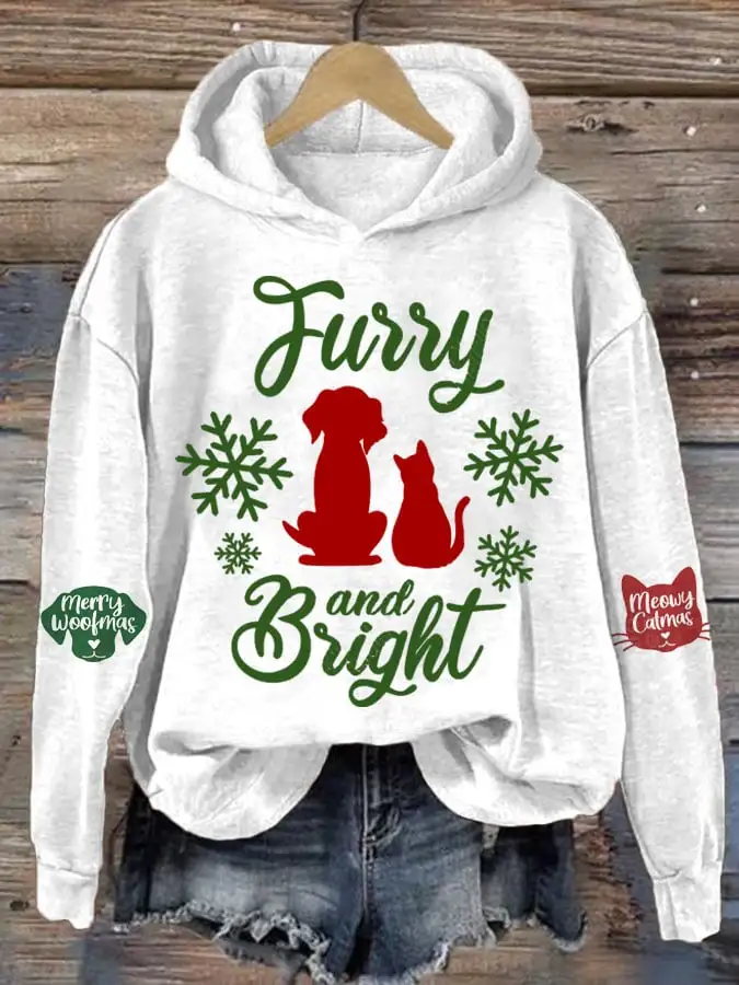 Women'S Christmas Furry And Bright Casual Printed Sweatshirt