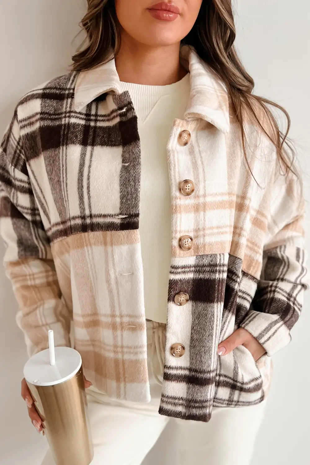 Autumn Harvest Mixed Plaid Oversized Jacket