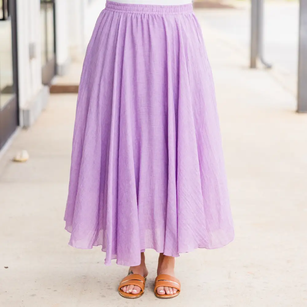 Flirty and Flowy Midi Skirt, Lavender