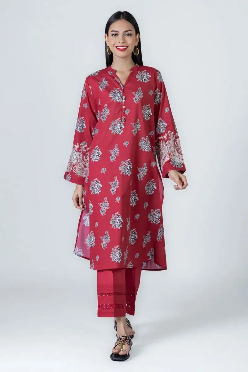 2 Piece | Kurta & Pants | Color Red