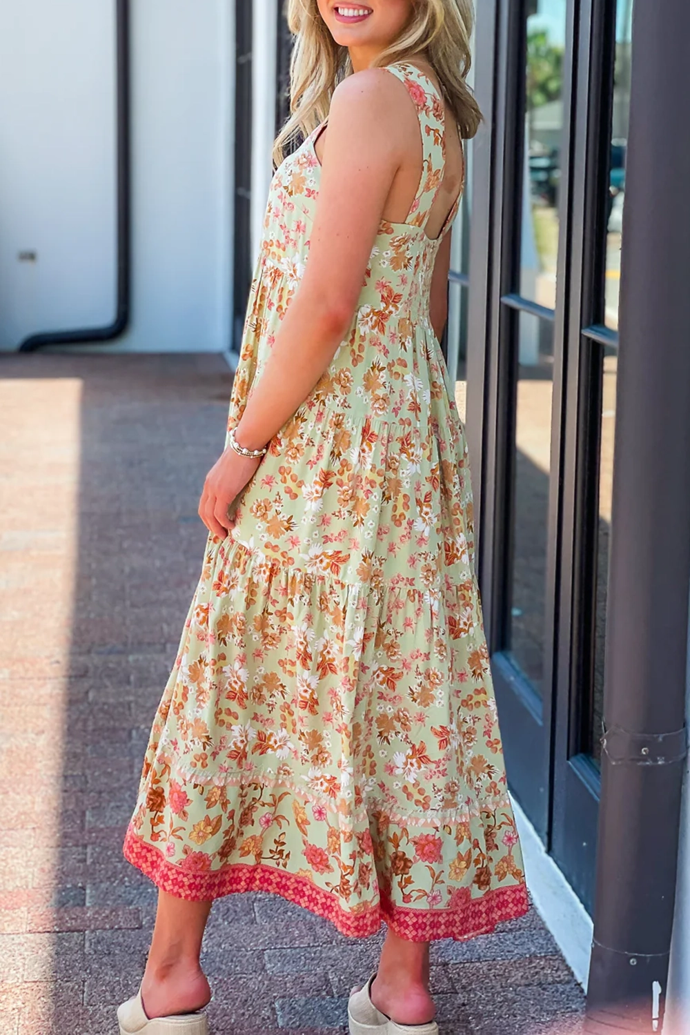 Yellow floral loose dress