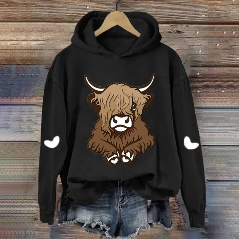 Women's Cool Highland Cow Vintage Hoodie