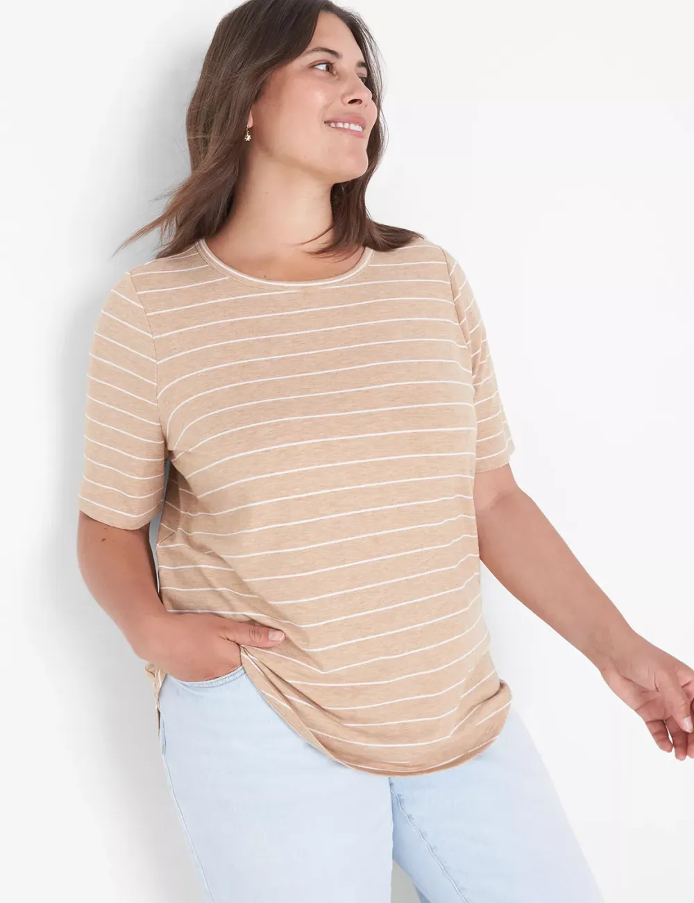 Perfect Sleeve Curved-Hem Tee