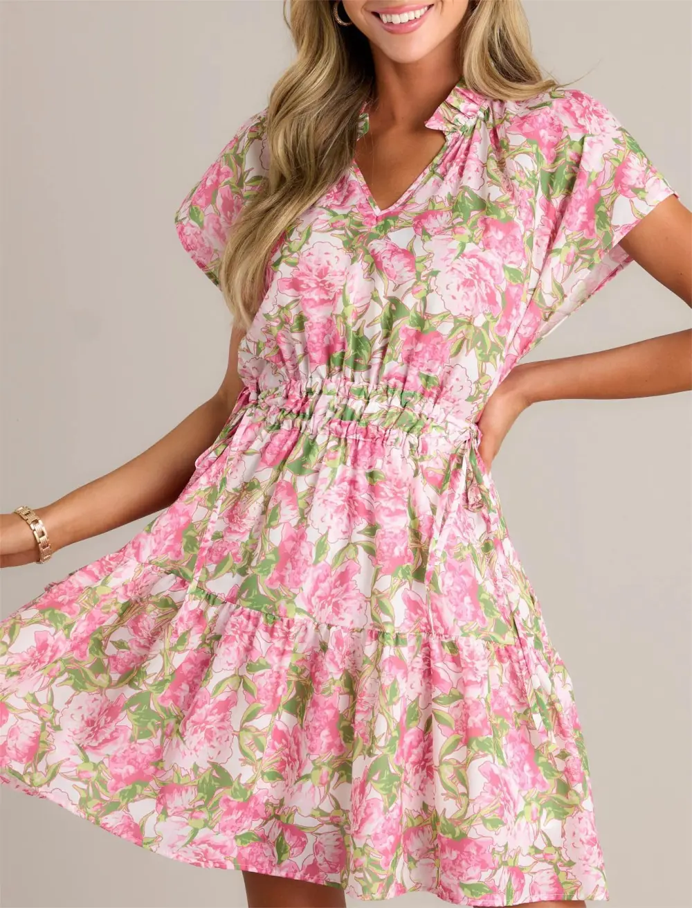 ENDLESS MEMORIES PINK FLORAL MINI DRESS