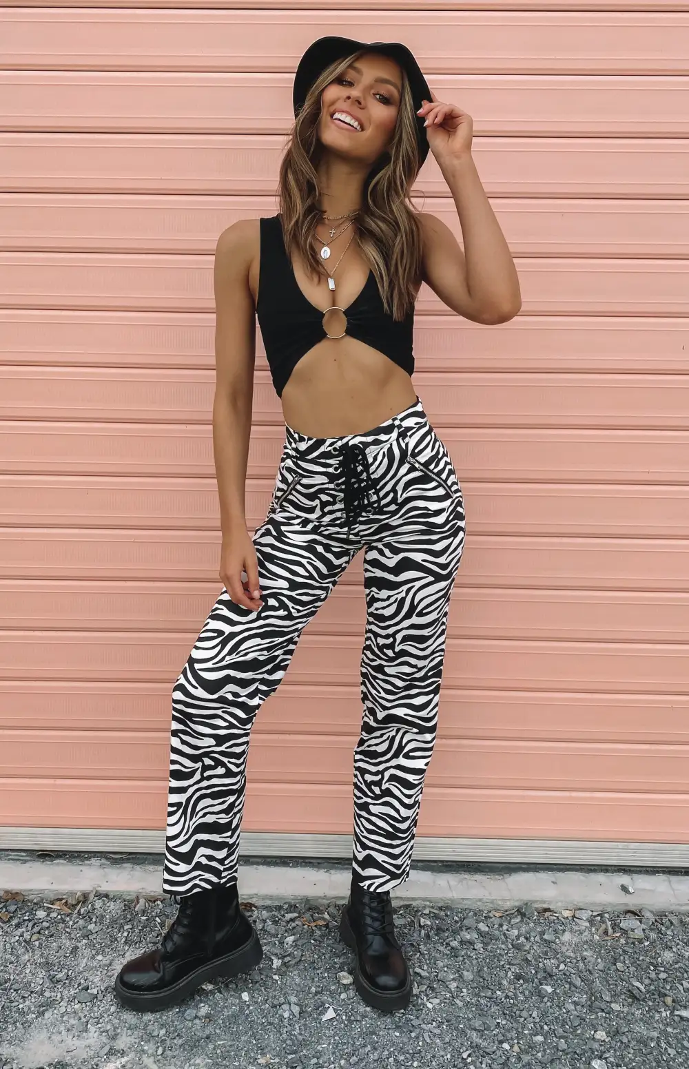 Tiger Lace Up Pants Zebra