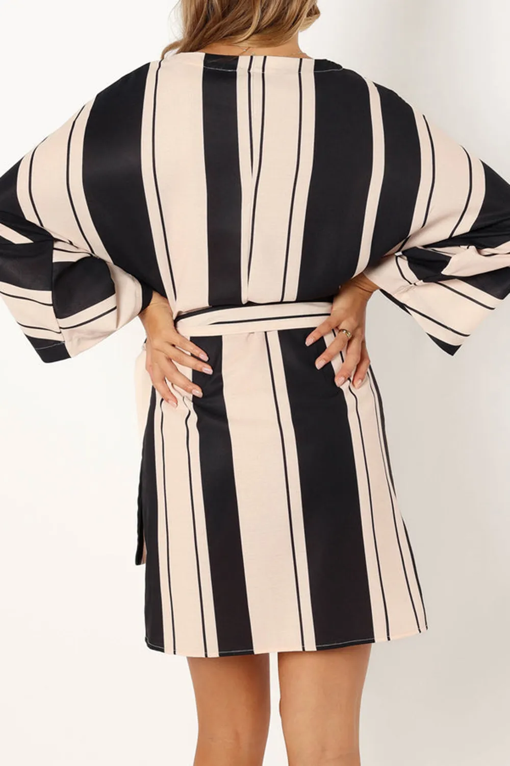 DEON WRAP MINI DRESS - BLACK CREAM