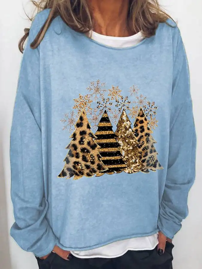 Women's Leopard   Tree Print Long Sleeve T-Shirt