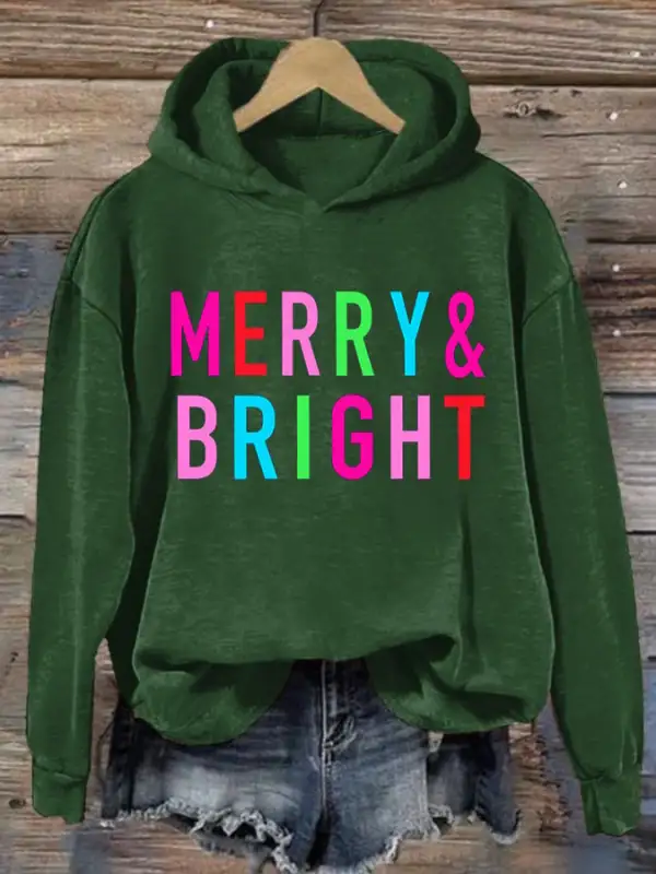 Women's Casual Merry & Bright Print Long Sleeve Sweatshirt