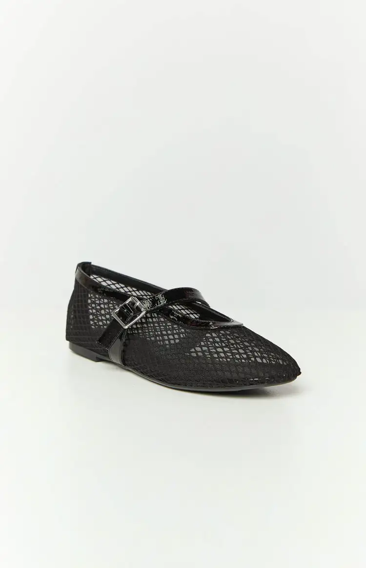 Therapy Addie Black Crinkle Patent PU Ballet Flats