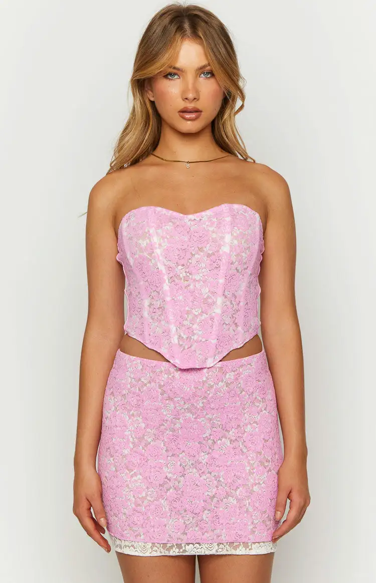 Jem Pink Lace Mini Skirt