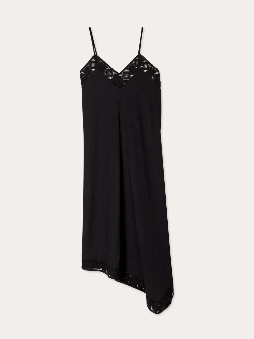 Robe longue évasée asymétrique noir femme