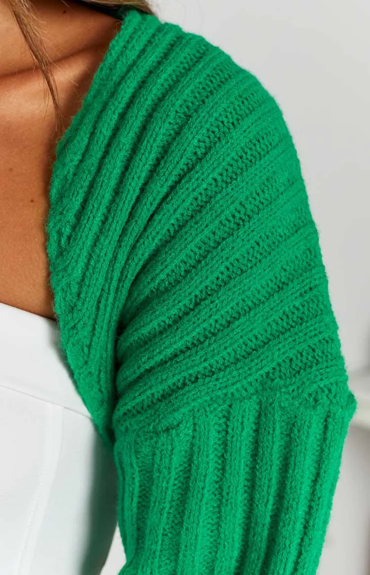 Elsa Green Rib Knit Bolero