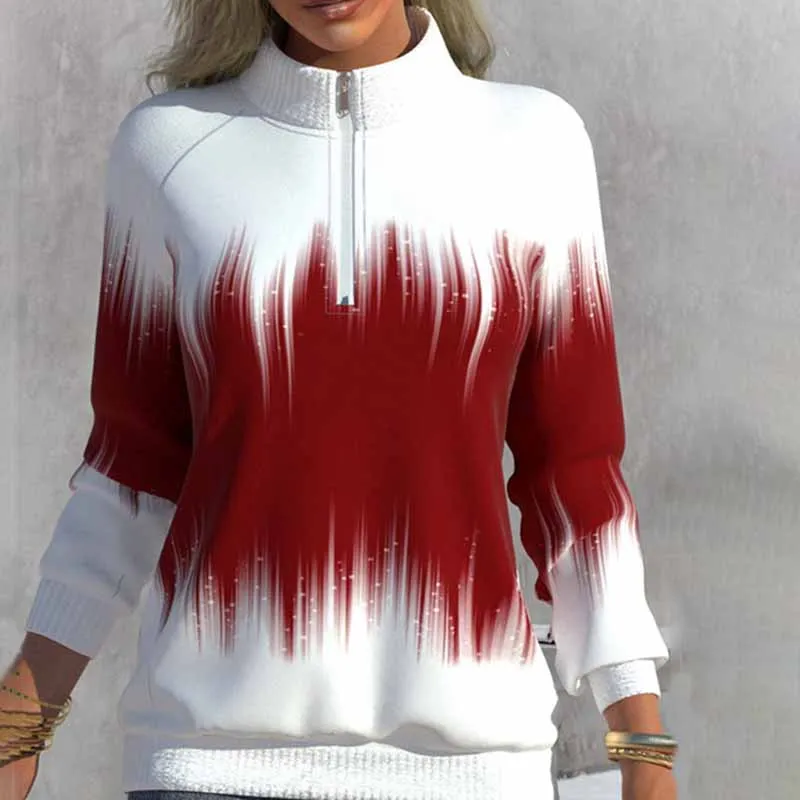 Contrasting Swirl Print Zip-Up Sweatshirt