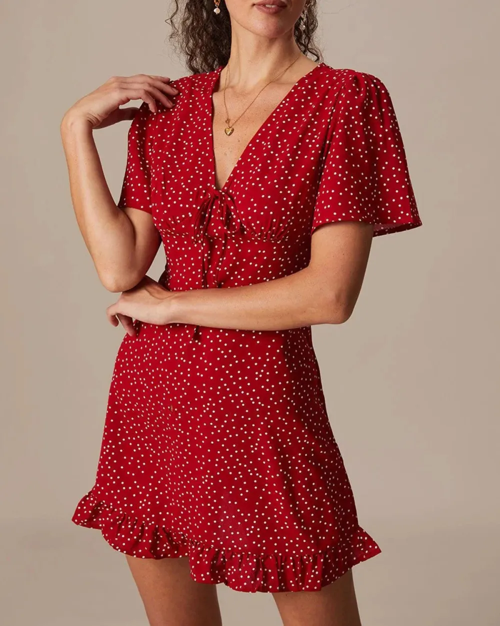 Red Polka Dot Chest Tie Dress