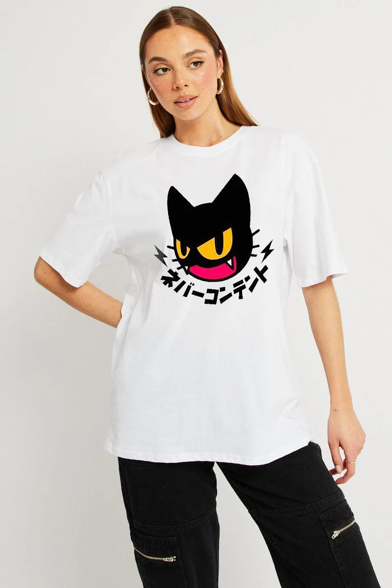 Women's Art Cat Printed T-shirt