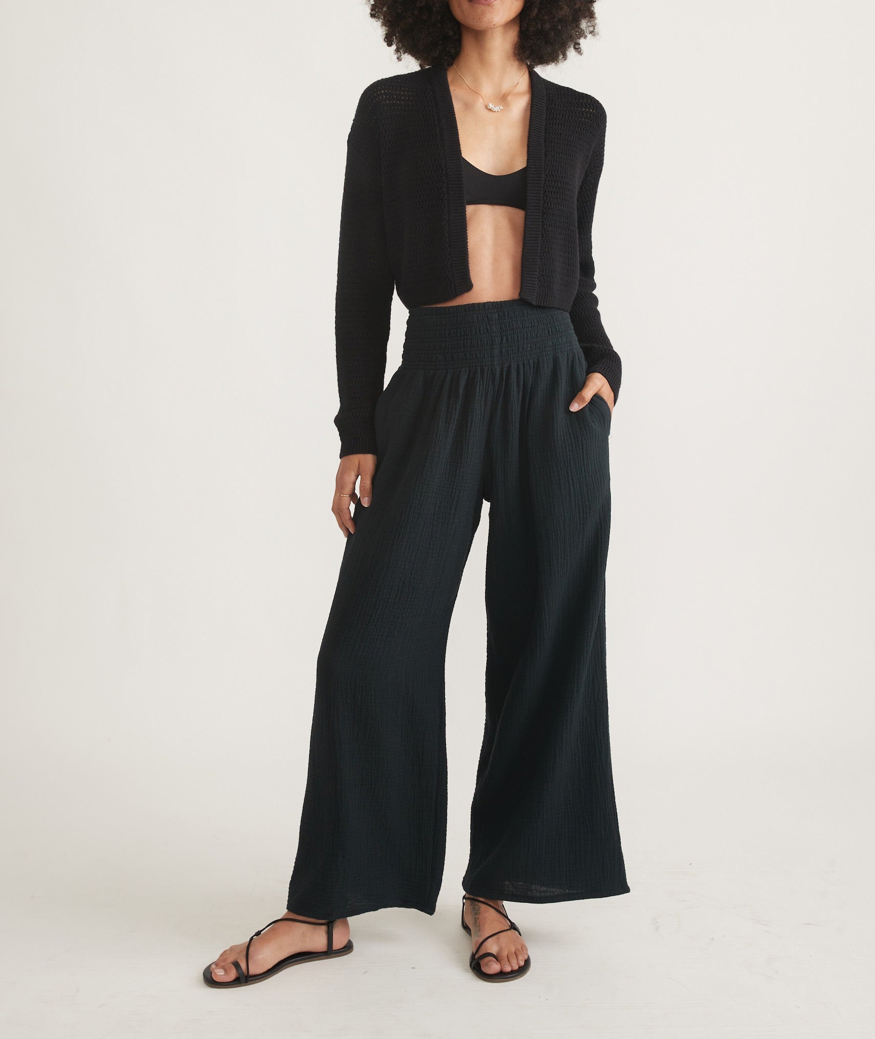 Black Double Cloth Palazzo Pant