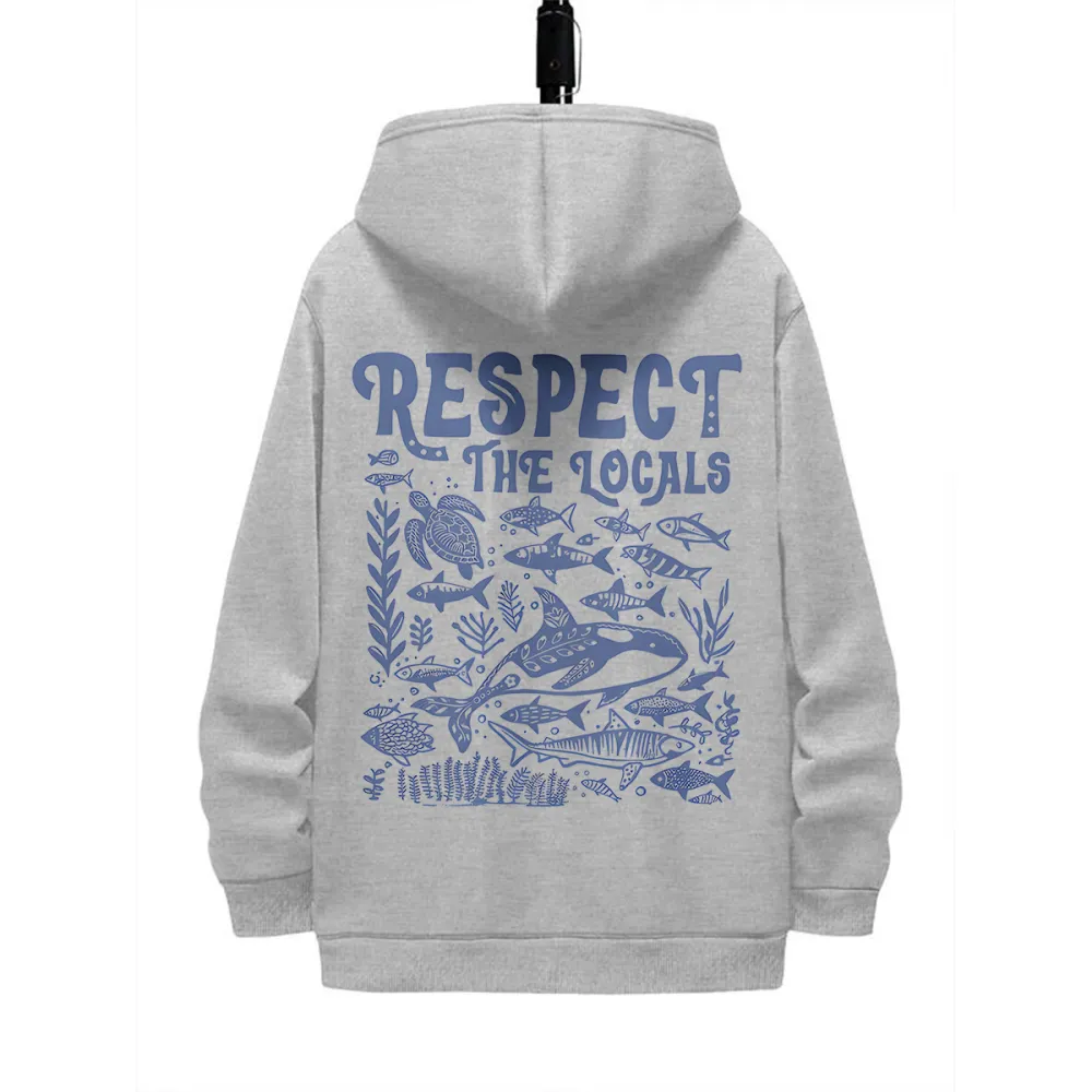 RESPECT THE LOCALS PATTERN PRINTED HOODIE