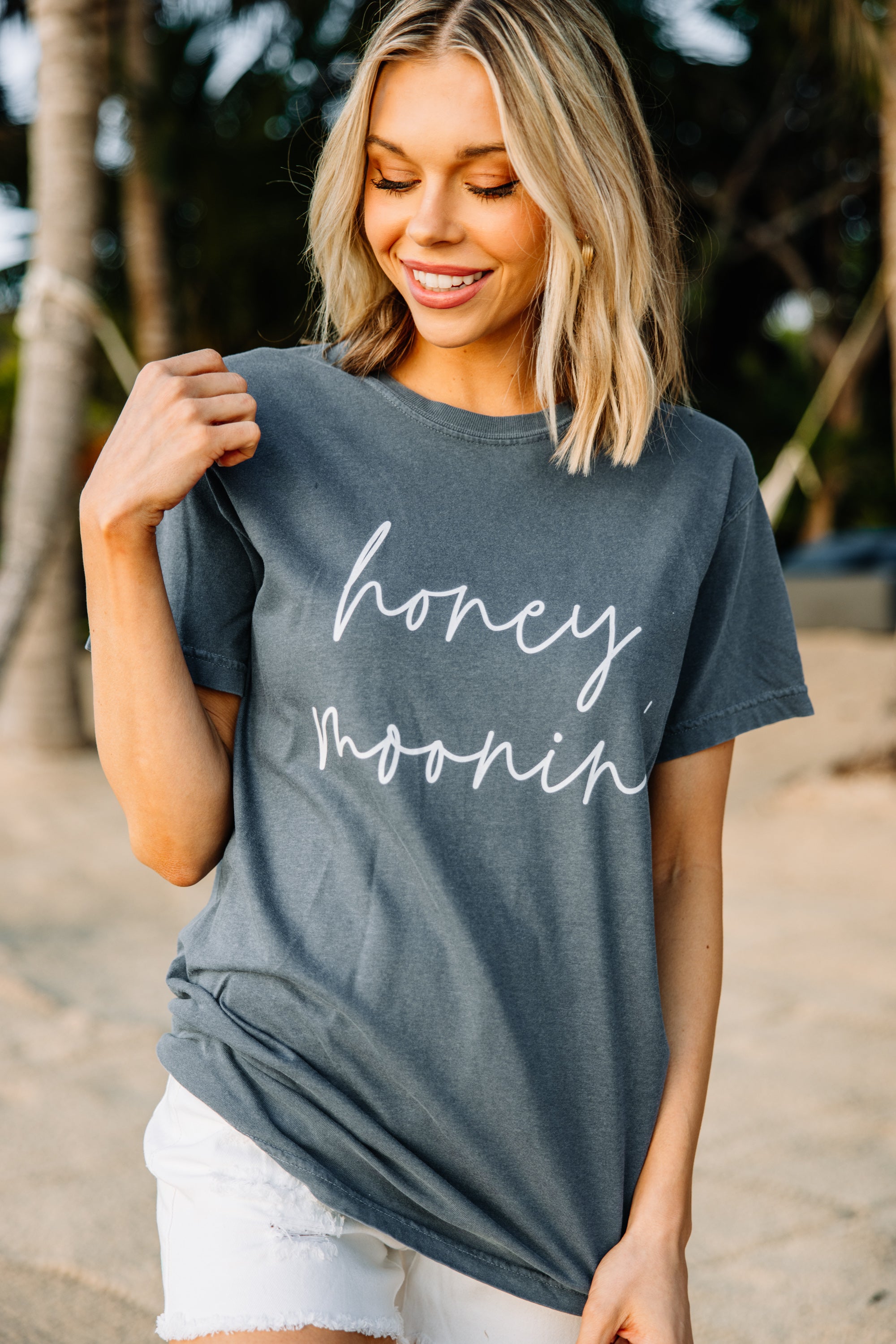 Comfort Colors: Honey Moonin' Denim Blue Graphic Tee