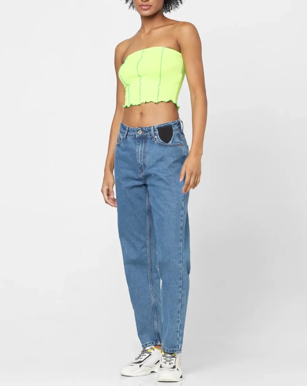 Yellow Off Shoulder Crop Top