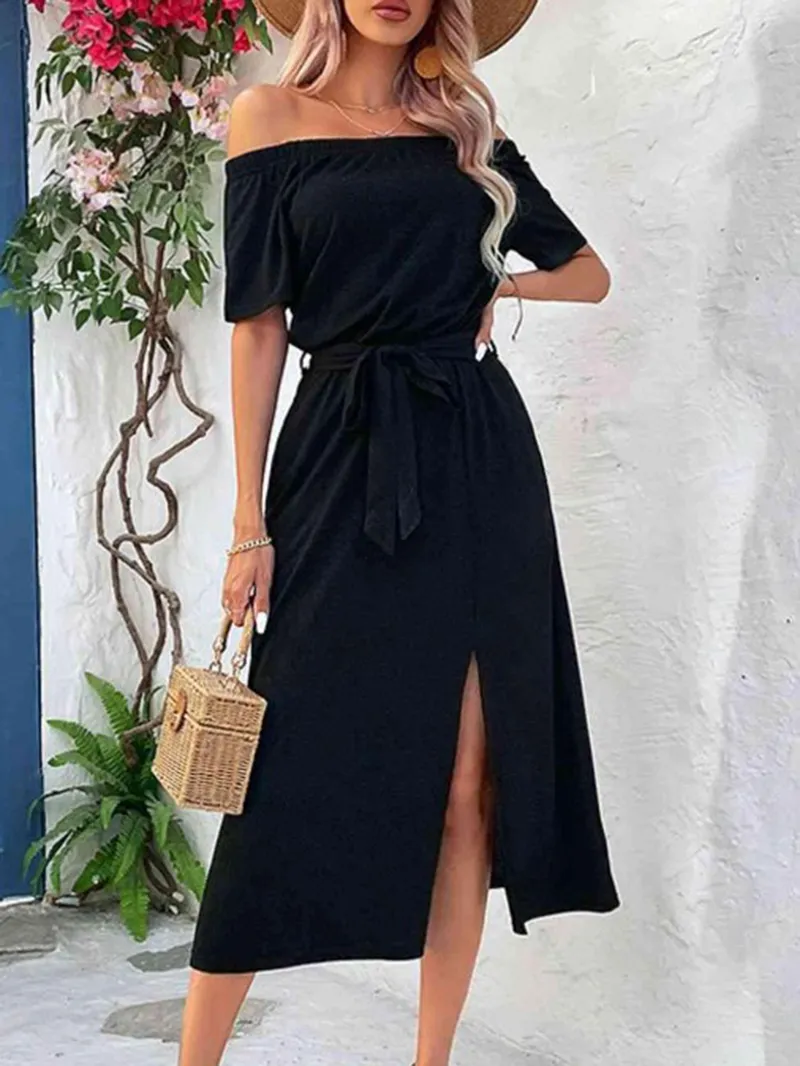 Women's Off Shoulder Waist Dress