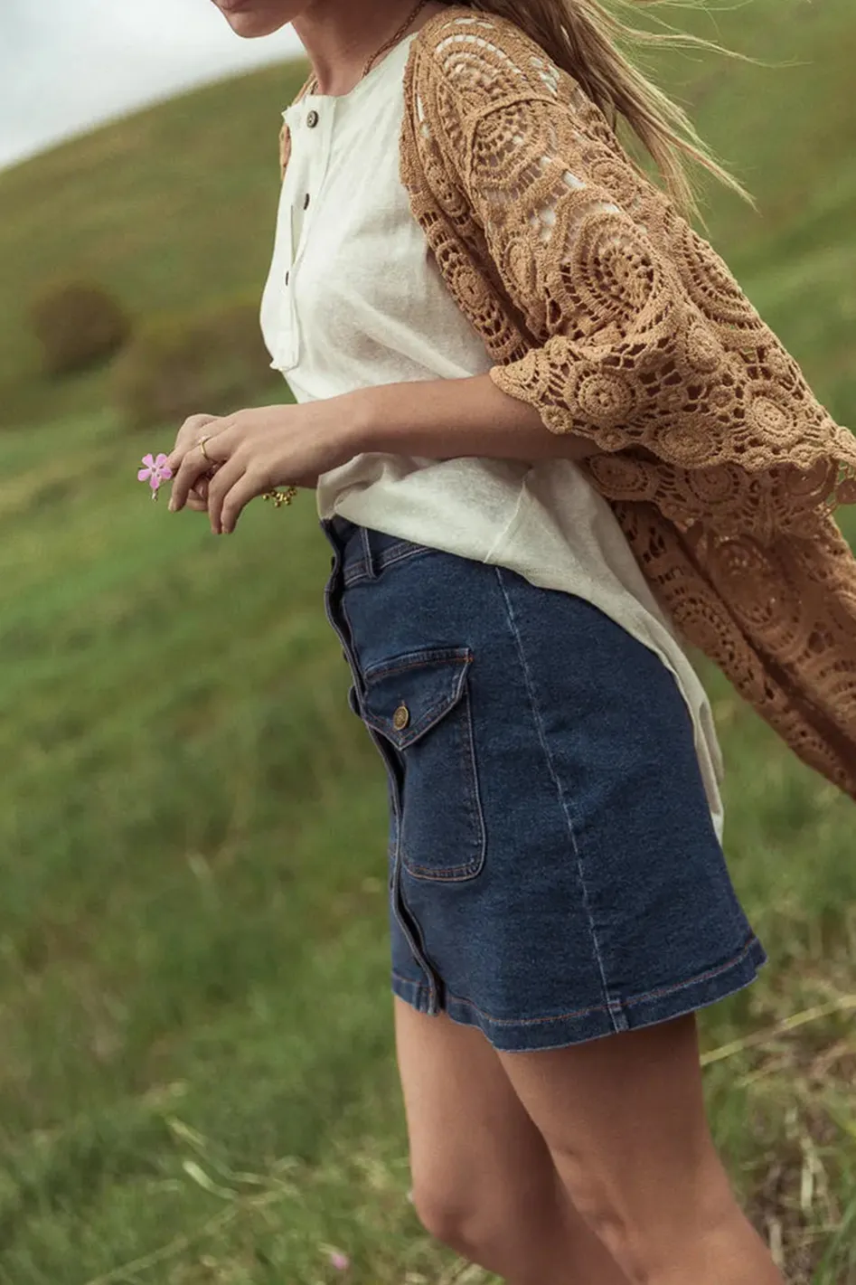 RINA CROCHETED KIMONO IN IVORY