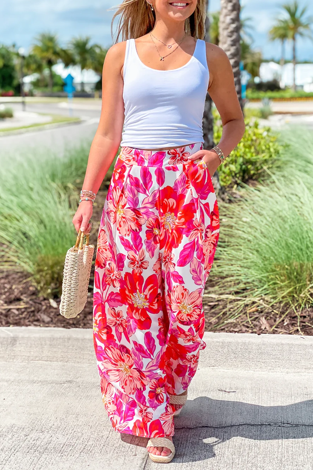 Floral resort trousers