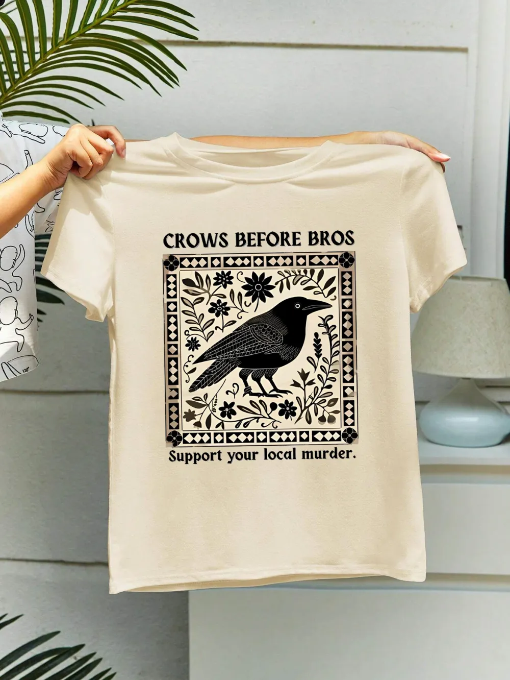 CROWS BEFORE BROS Women's fashion crew neck short sleeve T-shirt