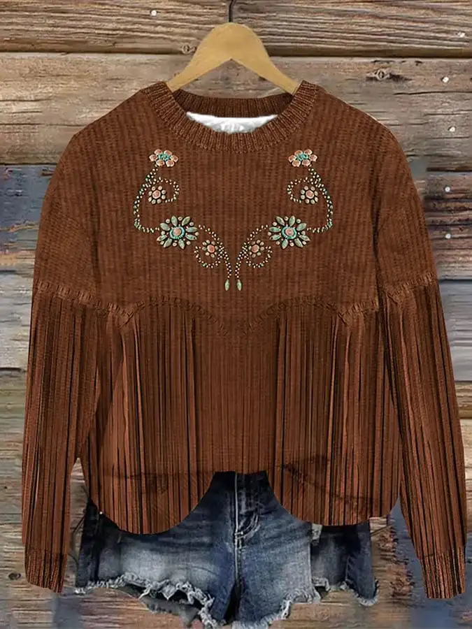 Women's Western Style Print Sweatshirt