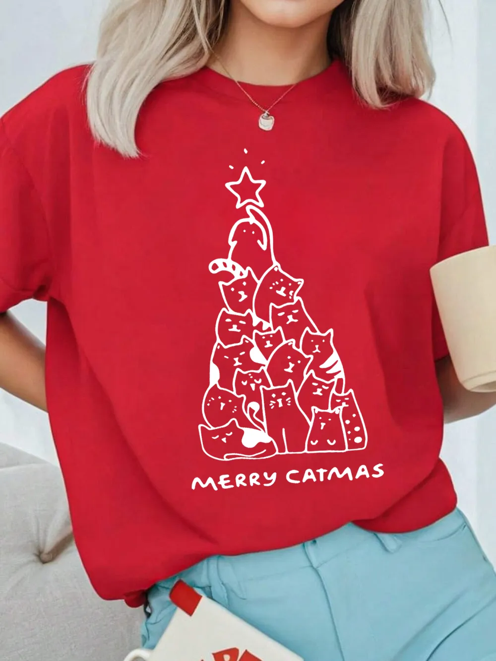 Kitty Santa Lady T-shirt