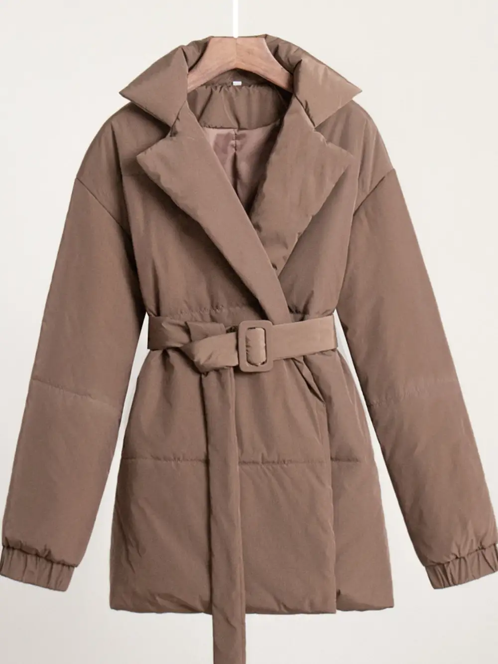 Puffer Long Sleeve Winter Coat with Belt