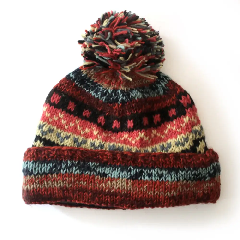 Nordic Knit Wool Bobble Hat