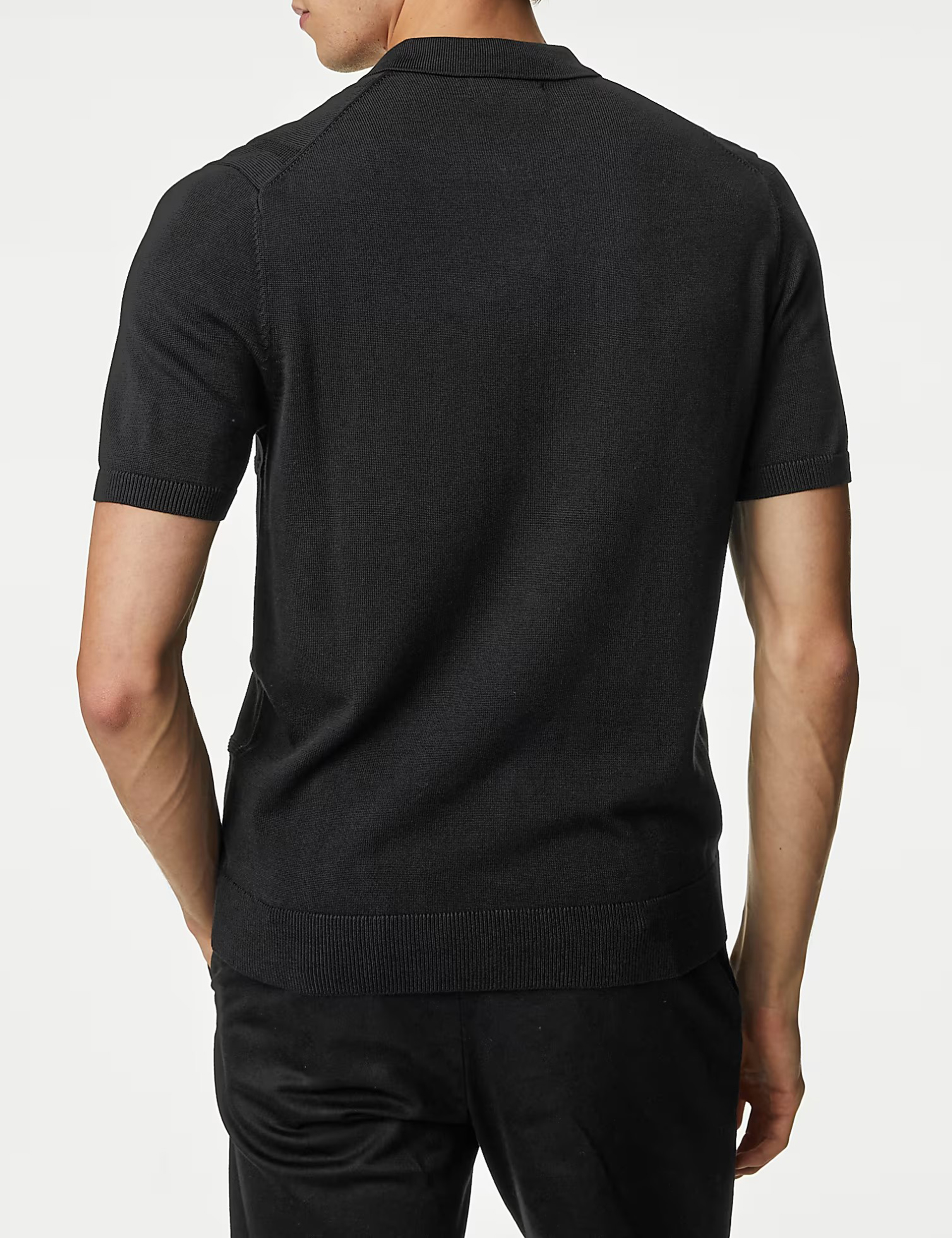 Cotton Modal Zip Up Knitted Polo Shirt