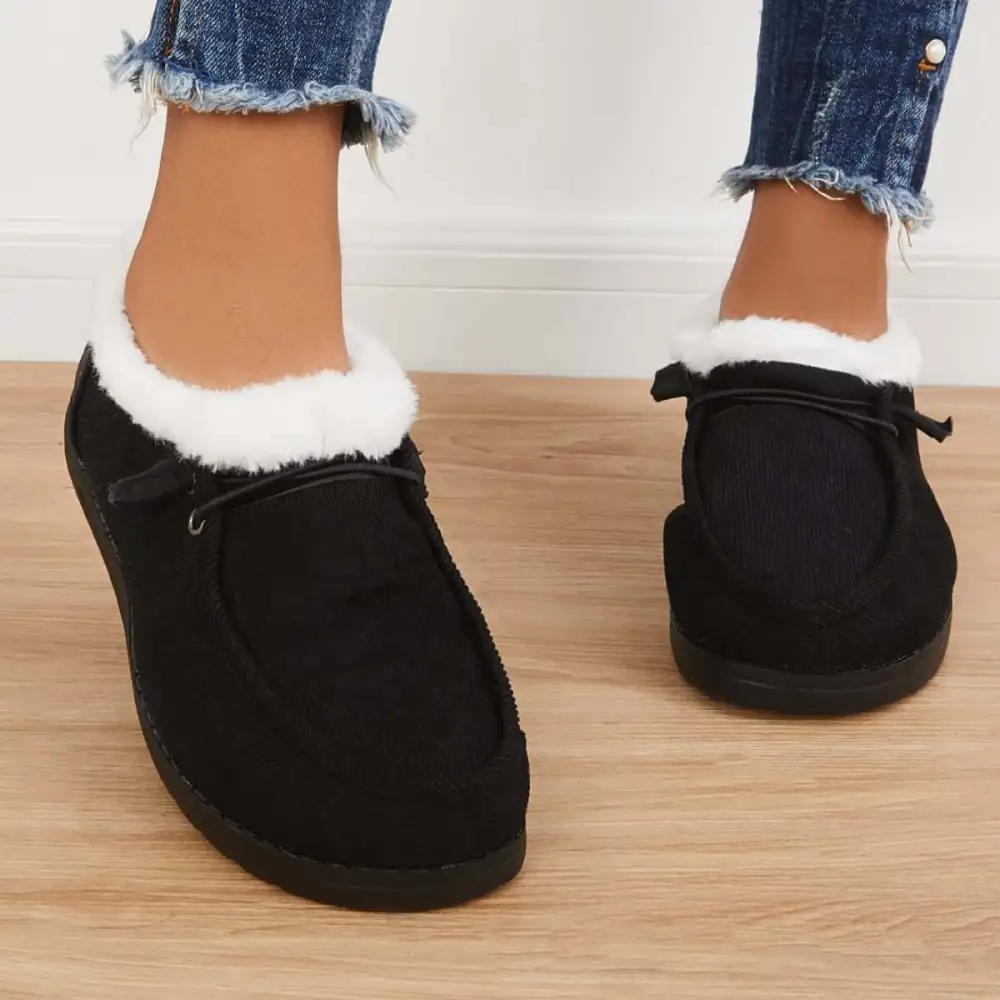 Flat Slip-On Bootie Warm Lining Ankle Snow Boots