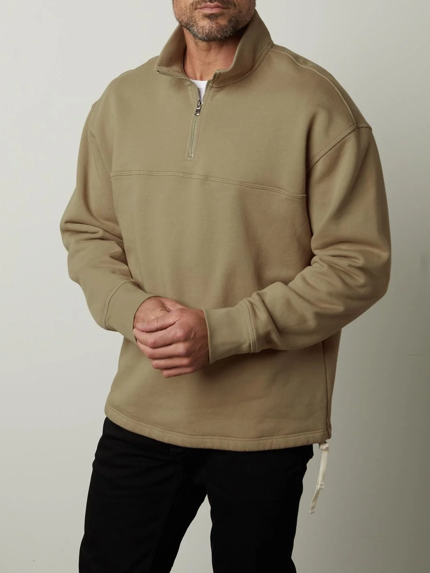 Stand Neck Solid Casual Hoodies