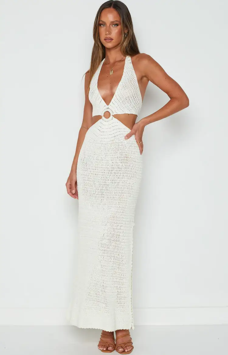 Julia Crochet Halter Midi Dress