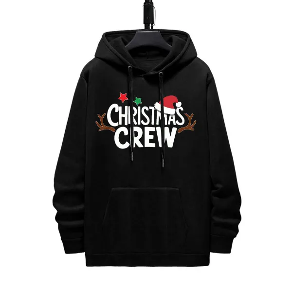 CHRISTMAS CREW HAT PATTERN PRINTED HOODIE